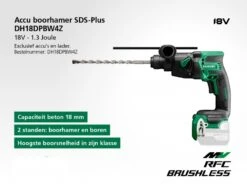 HiKOKI DH18DPBW4Z Accu Boorhamer | 18 Volt | SDS-plus | Basic [DH18DPBW4Z] -Makita || Beta || Metabo Verkoopwinkel HiKOKI DH18DPBW4Z DH18DPBW4Z ext 2