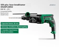 HiKOKI DH26PC2WSZ Boor-hakhamer | 26 Mm | 830 Watt | 2,9 Joule | +Koffer [DH26PC2WSZ] -Makita || Beta || Metabo Verkoopwinkel HiKOKI DH26PC2WSZ DH26PC2 WSZ ext 2