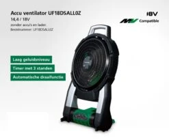 HiKOKI UF18DSALL0Z Ventilator | 14,4 Volt En 18 Volt Slide Li-Ion | Solo [UF18DSAL] -Makita || Beta || Metabo Verkoopwinkel HiKOKI UF18DSALL0Z UF18DSAL ext 2