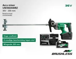 HiKOKI UM36DAWBZ Accu Mixer | 36 Volt MultiVolt 2.5 Ah | +Lader [UM36DAWBZ] -Makita || Beta || Metabo Verkoopwinkel HiKOKI UM36DAWBZ UM36DAWBZ ext 2